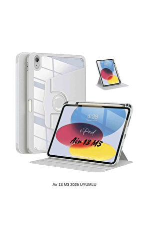 iPad Air 13 2025 M3 Çip Uyumlu 360° Dönebilen Yatay Dikey Standlı Fuchsia Pino Tablet Kılıfı
