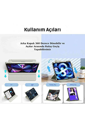 iPad Air 13 2025 M3 Çip Uyumlu 360° Dönebilen Yatay Dikey Standlı Fuchsia Pino Tablet Kılıfı