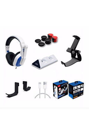 12'li Playstation 5 Kablo Stand Şarj Kulaklık Askı Analog Set