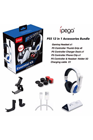 12'li Playstation 5 Kablo Stand Şarj Kulaklık Askı Analog Set