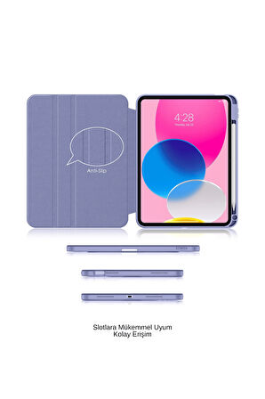 iPad 11. Nesil A16 2025 Uyumlu 360° Dönebilen Yatay Dikey Standlı Fuchsia Pino Tablet Kılıfı