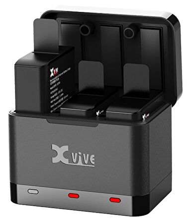 Xvive Battery Charger Case + 3 Pil