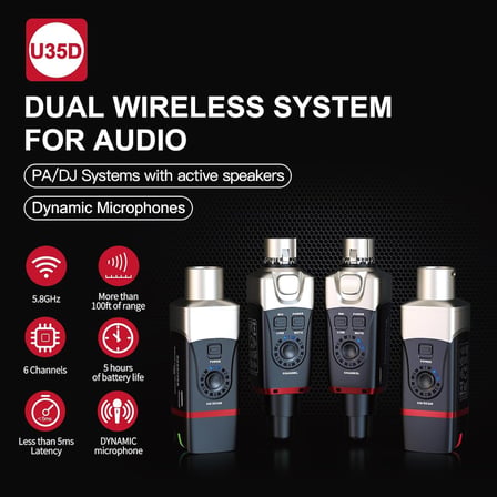 Xvive XV-U35D Kablosuz Mikrofon Sistemi - Çift Mikrofon için Set