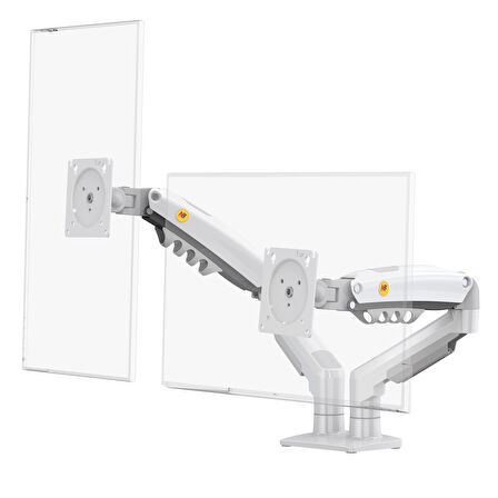 NB Ergonomic NB F160 17-27" Cift Kol 2-9 kg Amortisorlu Monitor Standı Beyaz 