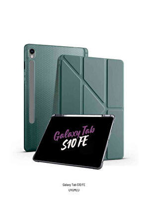 Galaxy Tab S10 FE 10.9 inç Uyumlu Kalem Bölmeli Katlanabilir Standlı Tri Folding Tablet Kılıfı