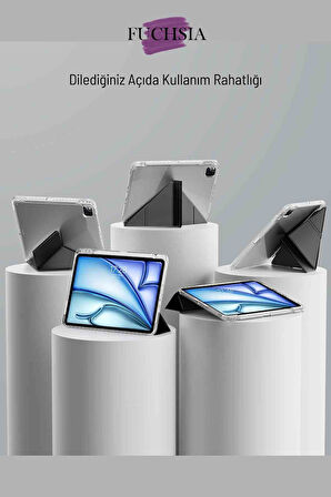 Galaxy Tab S10 FE 10.9 inç Uyumlu Kalem Bölmeli Katlanabilir Standlı Tri Folding Tablet Kılıfı