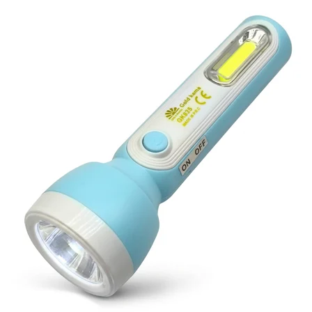 Gold Ka ma GK835 Şarj Edilebilir 2 Modlu LED El Feneri - 1 Ön Spot LED + 1 Yan COB LED Işıklı Kamp ve Ev Feneri (15 cm)