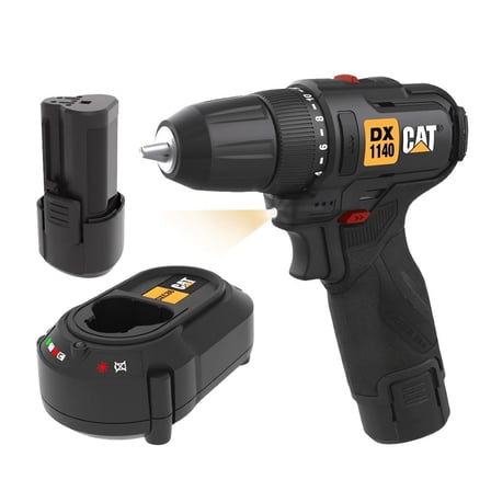 CAT DX1140 12Volt/2.0Ah Li-ion Çift Akülü Kömürsüz Profesyonel Şarjlı Darbesiz Matkap 