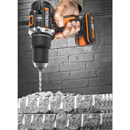 WORX WX352.9 20Volt Kömürsüz Profesyonel Şarjlı Darbeli Matkap (Akü Dahil Değildir)