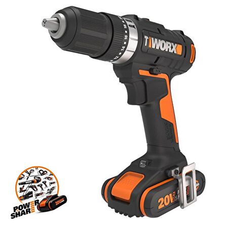 WORX WX370.1 20Volt/2.0Ah. Li-ion Çift Akülü Profesyonel Şarjlı Darbeli Matkap