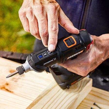 WORX WX177.9 20Volt Döner Kafa ve Çift Mandrenli Profesyonel Kömürsüz Şarjlı Matkap + 6 Parça Uç (Akü Dahil Değildir) 