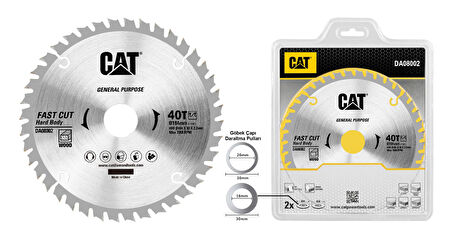 CAT DA08002 184x30mm Ahşap Kesme Elmas, Daire Testere Bıçağı 40 Diş