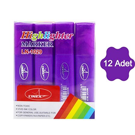Gen-Of Fosforlu Kalem Neon LN-1029 Mor 12 Adet