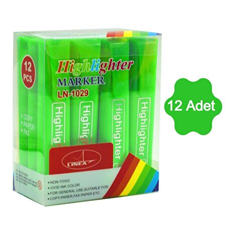 Gen-Of Fosforlu Kalem Neon LN-1029 Yeşil 12 Adet