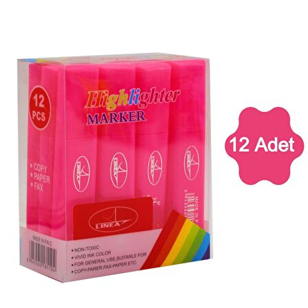 Gen-Of Fosforlu Kalem Neon LN-1029 Pembe 12 Adet