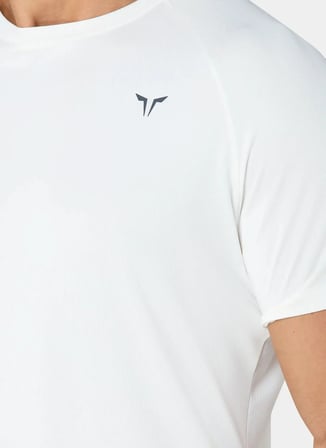 Squatwolf MT02264-10223 Ultralight Gym Tee Beyaz Bisiklet Yaka Fit Düz Erkek T-Shirt