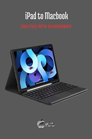 iPad Air 11 2024 M2 Uyumlu Fuchsia Touch Padli Bluetoothlu Klavyeli Standlı Tablet Kılıfı