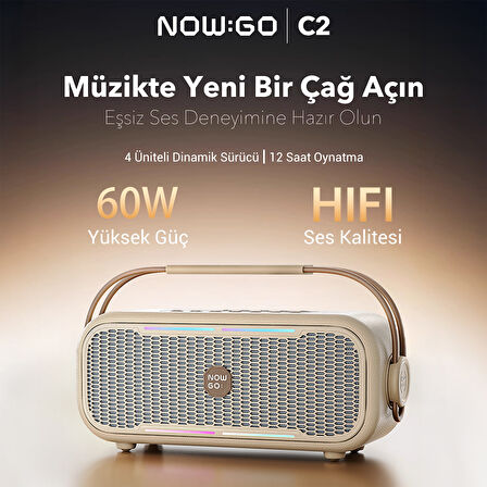 NowGo C2 60W Taşınabilir RGB Bluetooth Hoparlör IPX4 Parti Speaker Yeşil