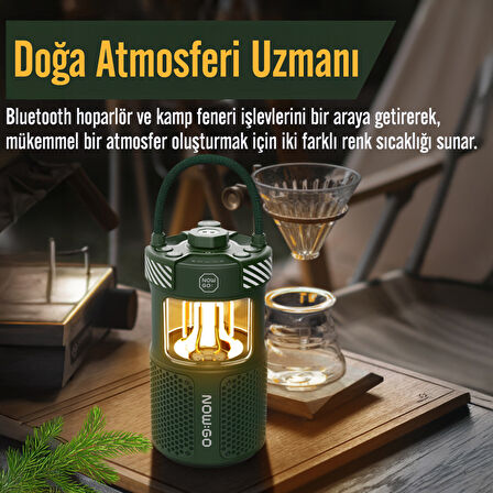 NowGo F1 20W Bluetoooth Hoparlör Taşınabilir Powerbank Kamp Feneri Yeşil
