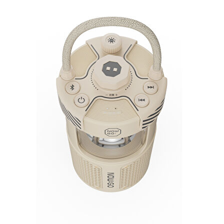 NowGo F1 20W Bluetoooth Hoparlör Taşınabilir Powerbank Kamp Feneri Bej