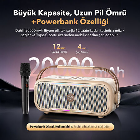 NowGo C1 100W Taşınabilir RGB Bluetooth Hoparlör Mikrofonlu Karaoke Parti Speaker Yeşil