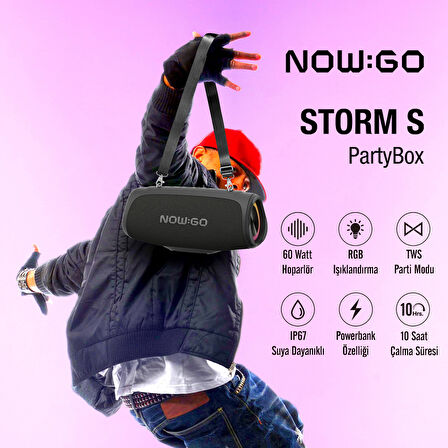 NowGo Storm S 60W RGB Super Bass TWS Party Speaker Taşınabilir Kablosuz Bluetooth Hoparlör