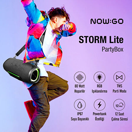 NowGo Storm Lite 80W RGB Super Bass TWS Party Speaker Taşınabilir Kablosuz Bluetooth Hoparlör