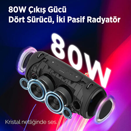 NowGo Storm Lite 80W RGB Super Bass TWS Party Speaker Taşınabilir Kablosuz Bluetooth Hoparlör