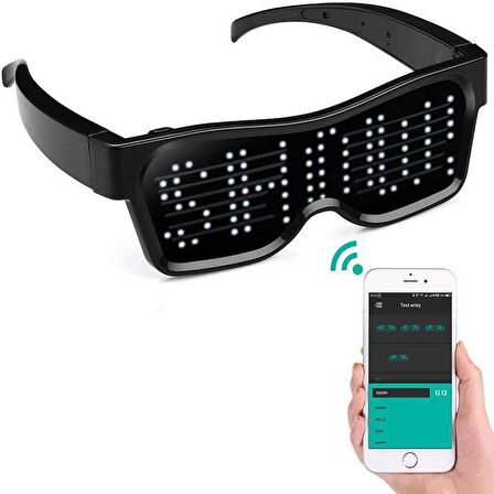 Smart Led Glasses Çok Renkli Led Işıklı Parti Gözlüğü Kablosuz Uygulamalı Eğlence Parti HJ-LRG02