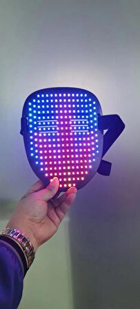 Doppler LED Maske Çok Renkli Led Işıklı Şarjlı Parti Maskesi Kablosuz Yılbaşı Düğün Eğlence