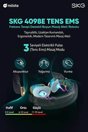 SKG 4098E Özel Isı Terapisi-Termoterapi TENS EMS Frekans Destekli Masaj Aleti, Taşınabilir, Kumandalı