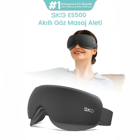 SKG ES500 Isıtmalı Göz Masaj Aleti – Bluetooth Destekli, Katlanabilir, Sessiz, 3 Kademeli Hava Basınçlı, Göz Altı Morluk ve Kırışıklık, Şakak Masajı