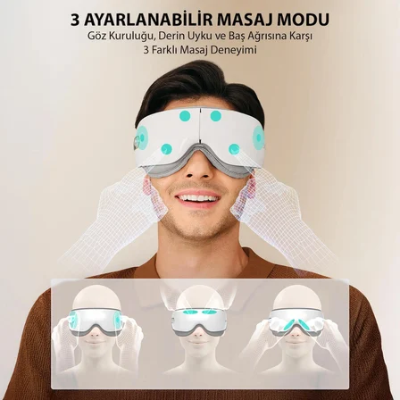 SKG ES500 Isıtmalı Göz Masaj Aleti – Bluetooth Destekli, Katlanabilir, Sessiz, 3 Kademeli Hava Basınçlı, Göz Altı Morluk ve Kırışıklık, Şakak Masajı