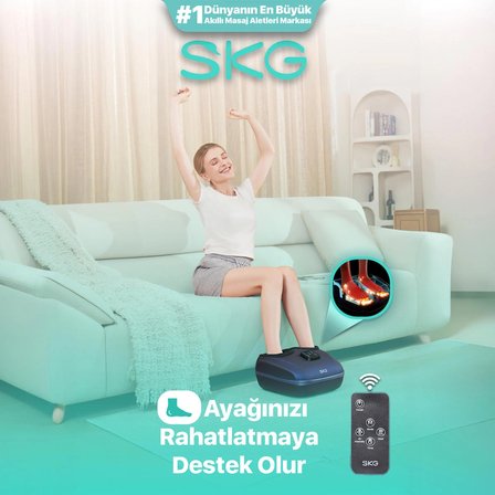 SKG YS100 Isıtmalı Ayak Masaj Aleti | Uzaktan Kumandalı | 360° Shiatsu & Hava Basıncı | Plantar Fasiit & Nöropati Rahatlatıcı | Ev ve Ofis Kullanımı | 47 Numaraya kadar Uyumlu