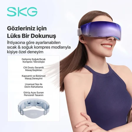 SKG KS700-E Soğuk & Sıcak Kompresli Göz Masaj Aleti | Titreşim + Hava Basıncı | Bluetooth Ses Terapisi | Akıllı Uygulama Destekli | Premium Göz Bakımı