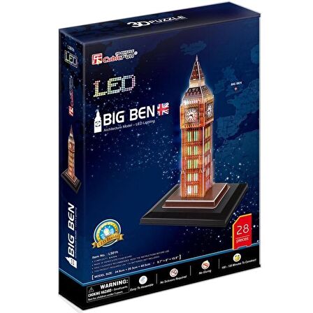 Cubic Fun 3D 28 Parça Puzzle Big Ben Saat Kulesi - İngiltere (LED Işıklı)