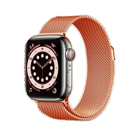 Piili Apple Watch Uyumlu Metal Kayış 38/40/41 - Turuncu 