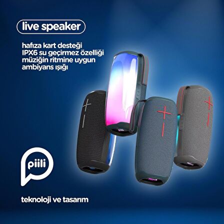 Piili Live Bluetooth Speaker, Ipx6 Su Geçirmez