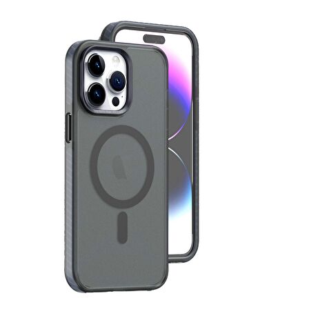 Piili İphone 15 Pro Max Yeni İkon Magsafe Kılıf Siyah