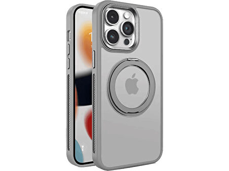 PIILI iPhone 15 Pro Max Rotation Magsafe Telefon Kılıfı Gri