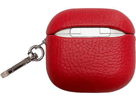 PIILI Airpods 4.Nesil Leather Case Kulaklık Kılıfı Kırmızı