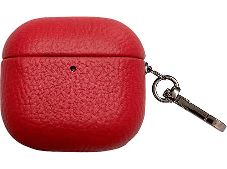 PIILI Airpods 4.Nesil Leather Case Kulaklık Kılıfı Kırmızı