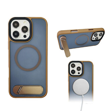 iPhone 16 Pro Max Kickstand Magsafe Kılıf Kahverengi