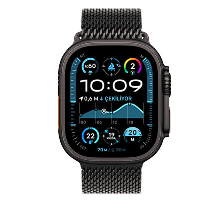 Piili Apple Watch  42-44-45-49 mm Titanyum Kayış Siyah