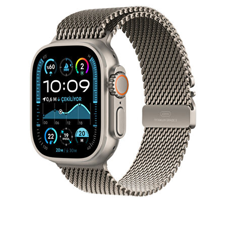 Piili Apple Watch  42-44-45-49 mm Titanyum Kayış Natürel