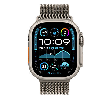 Piili Apple Watch  42-44-45-49 mm Titanyum Kayış Natürel