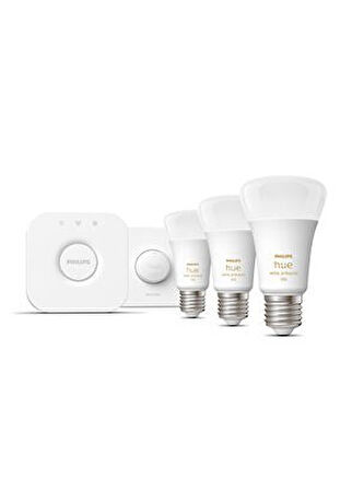 Philips Hue 3'lü Akıllı Butonlu E27 Bluetooth Özellikli Beyaz Ambiyans Akıllı Başlangıç Seti