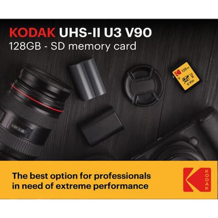 Kodak 128GB UHS-II U3 V90 SD Hafıza Kartı (280MB/s - 240MB/s)