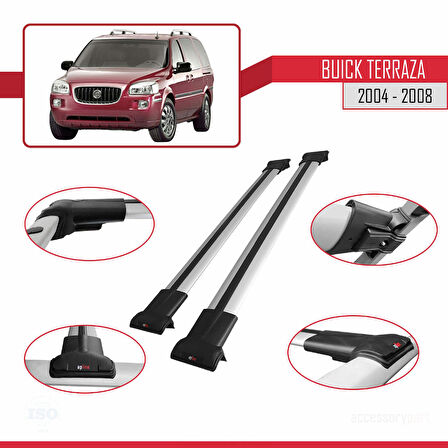 Buick Terraza CXL 2004-2008 Arası ile Uyumlu FLY Model Ara Atkı Tavan Barı Gri 2 Adet