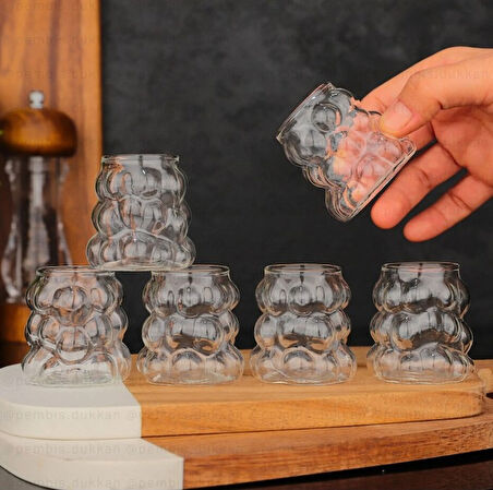 Kapris Boncuk Kahve Yanı Bardak 6'lı Mini Üzüm Bardak 75 ml 8528